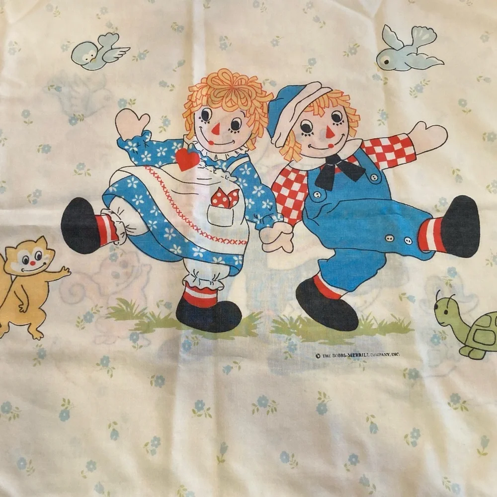 Vintage Raggedy Ann & Andy Single Pillowcase- 1980s The Bobbs-Merrill Co.